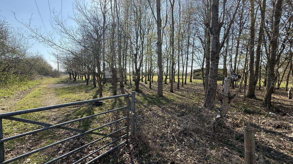 Lot: 48 - VACANT PARCEL OF LAND EXTENDING TO MORE THAN 15 ACRES WITH BARN - External view of land facing gate